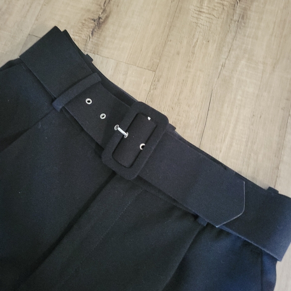 Zara Black High-Waisted Trousers with Belt - Picture 3 of 7